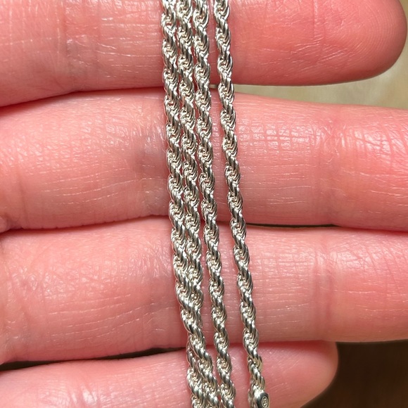 40" 925 Sterling Silver Rope Long Necklace - Picture 7 of 10